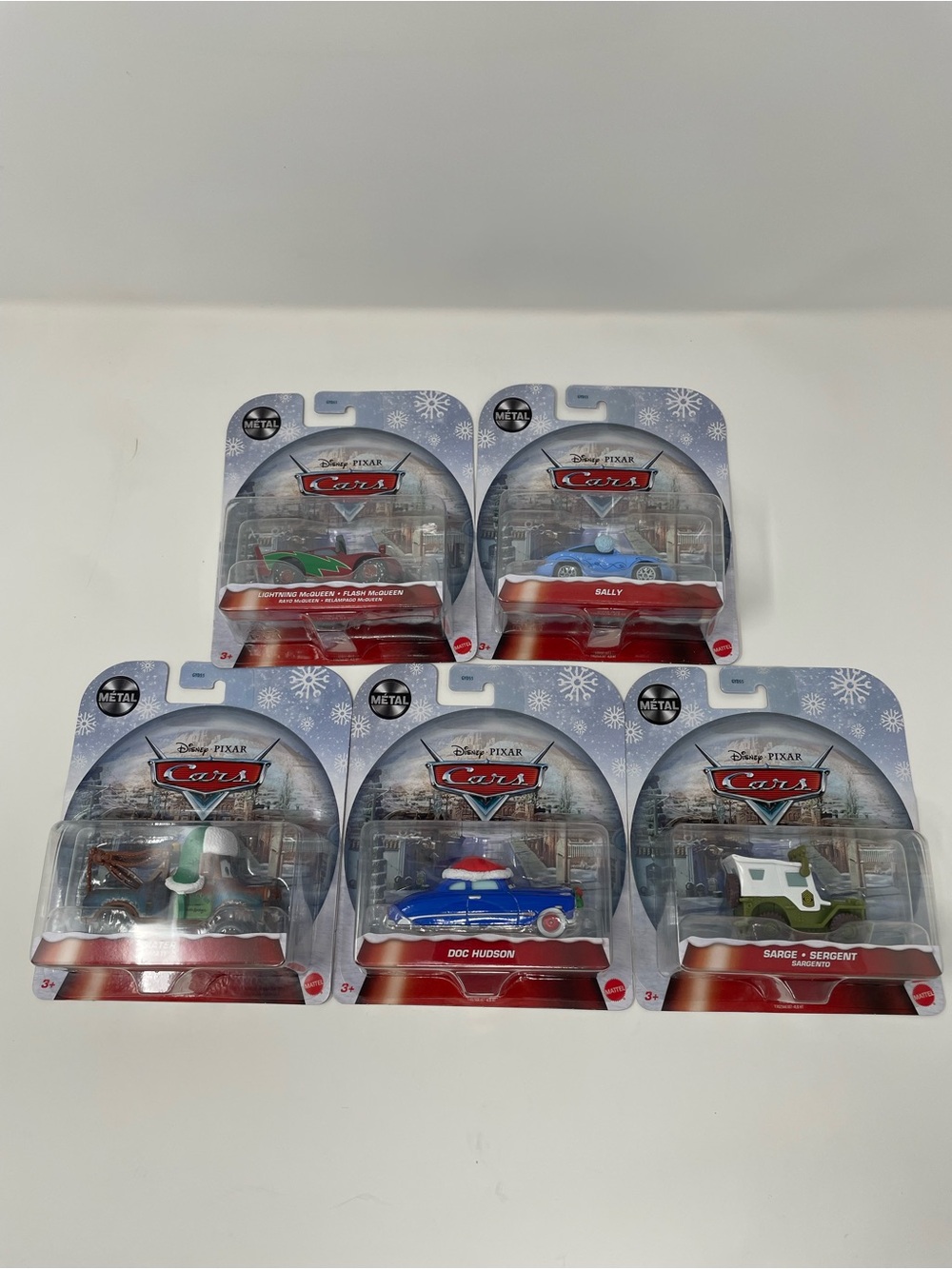 Disney Pixar Cars Christmas Set (Mater, McQueen, Sally, Doc, Sarge) New LOT OF 5